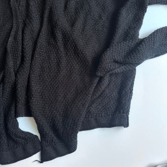 Becaal Black Open Cardigan Sweater - Ruched Sleeves S/M - Picture 2 of 7